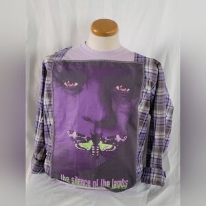 UPCYCLED REMADE REFASHIONED Purple SILENCE OF THE LAMBS Shirt SZ LARGE